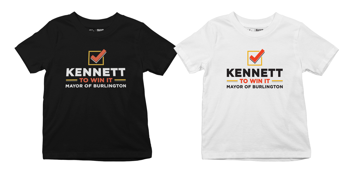 image of black and white t-shirts with Kennet to Win It design